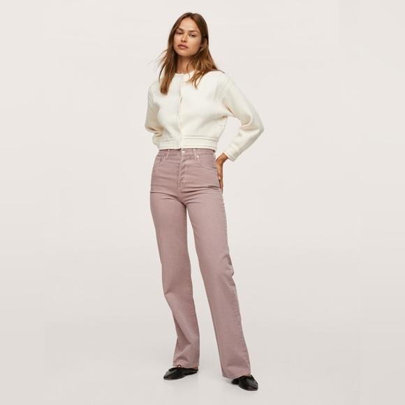 Mango Kaia High Rise Straight Leg Jean in Lilac - Picture 1 of 7